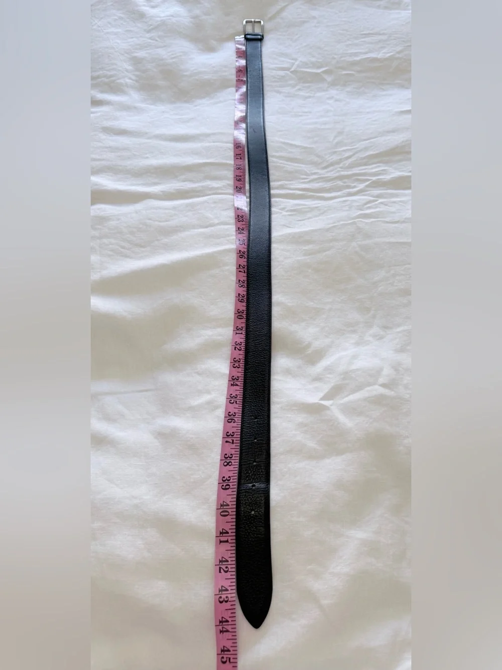 Desanto | Men’s 38 | Black Pebbled Leather Belt Silver Tone Buckle Contemporary